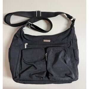 Baggallini Everyplace Crossbody Purse Shoulder Bag Black Nylon Gray Lining